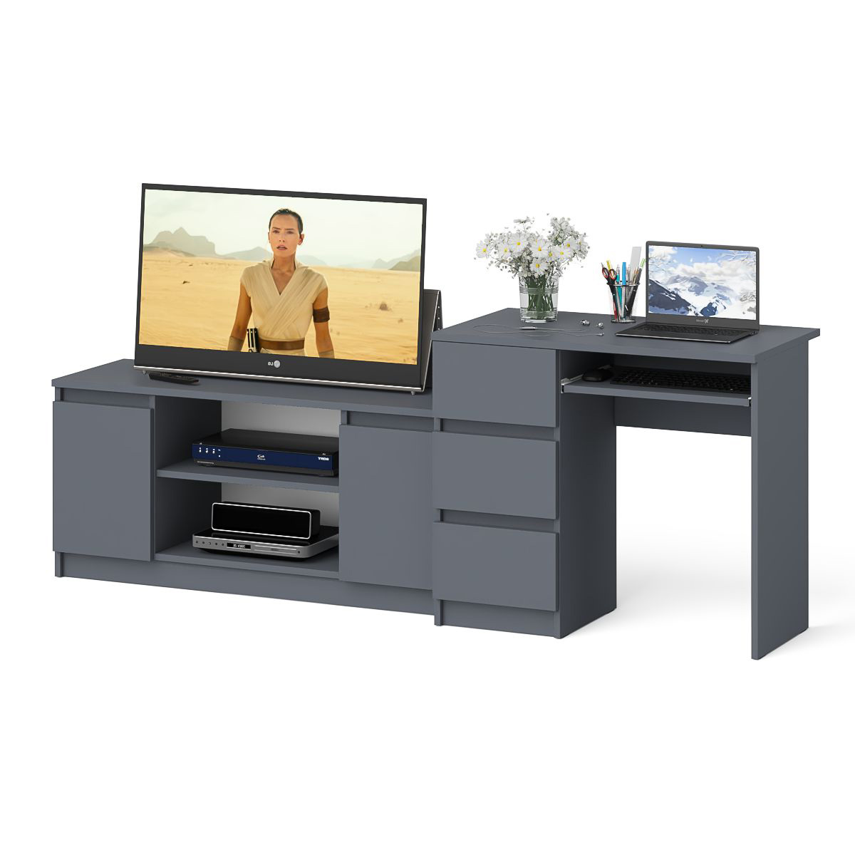 

Стол однотумбовый СВК Мори МС-6 левый с тумбой 1200-1 графит, 210х50х77 см, МС-6Л+МТВ1200.1-ГФ