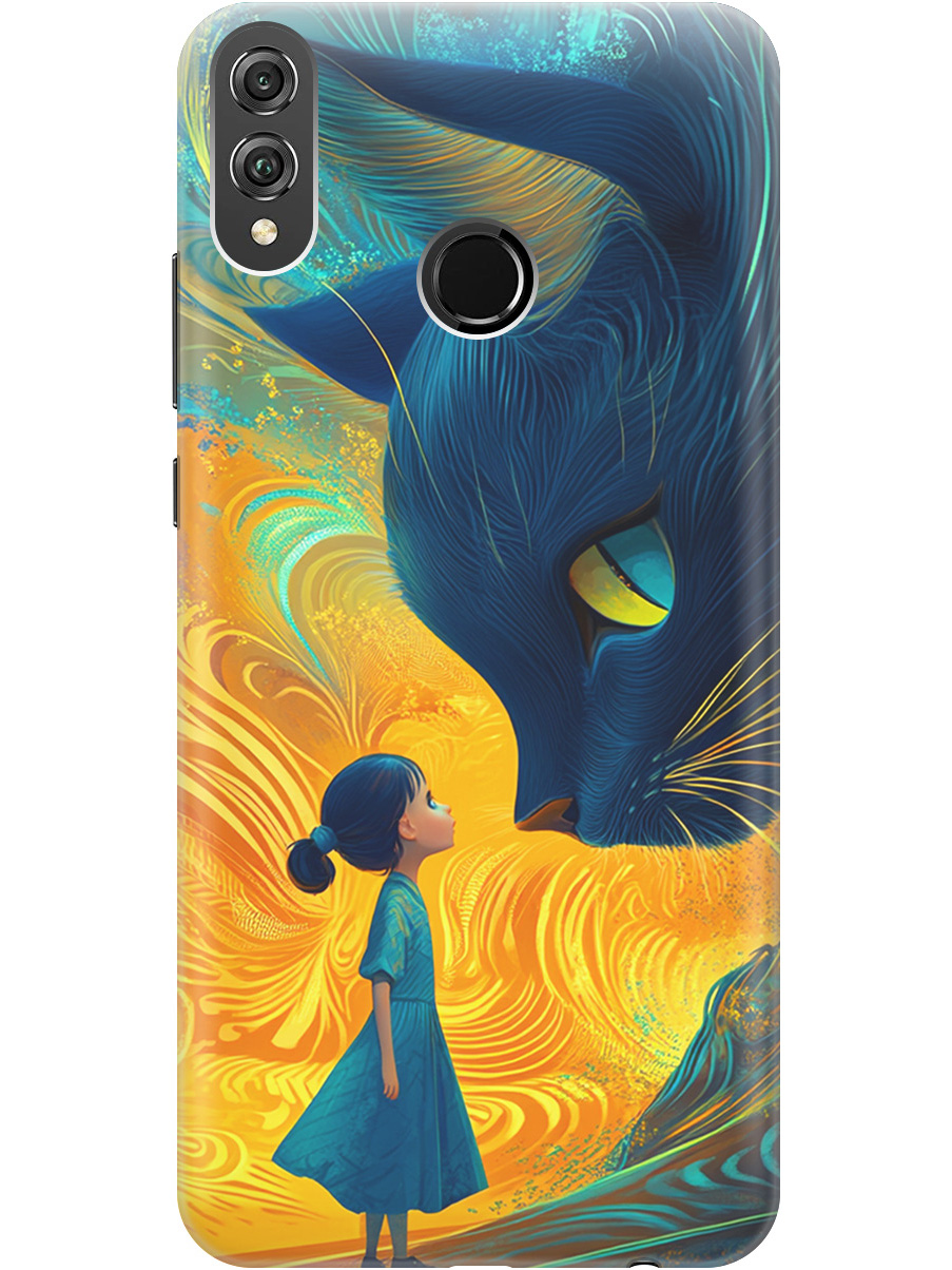 

Силиконовый чехол на Honor 8X с принтом "Девочка и кот", Прозрачный;желтый;синий, 719355585