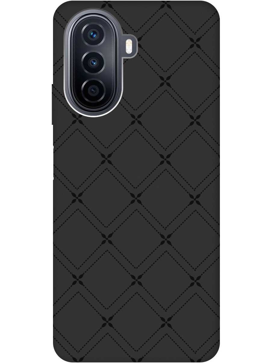 

Силиконовый чехол на Huawei nova Y70 с рисунком "Стильные линии" Soft Touch черный, 20000924