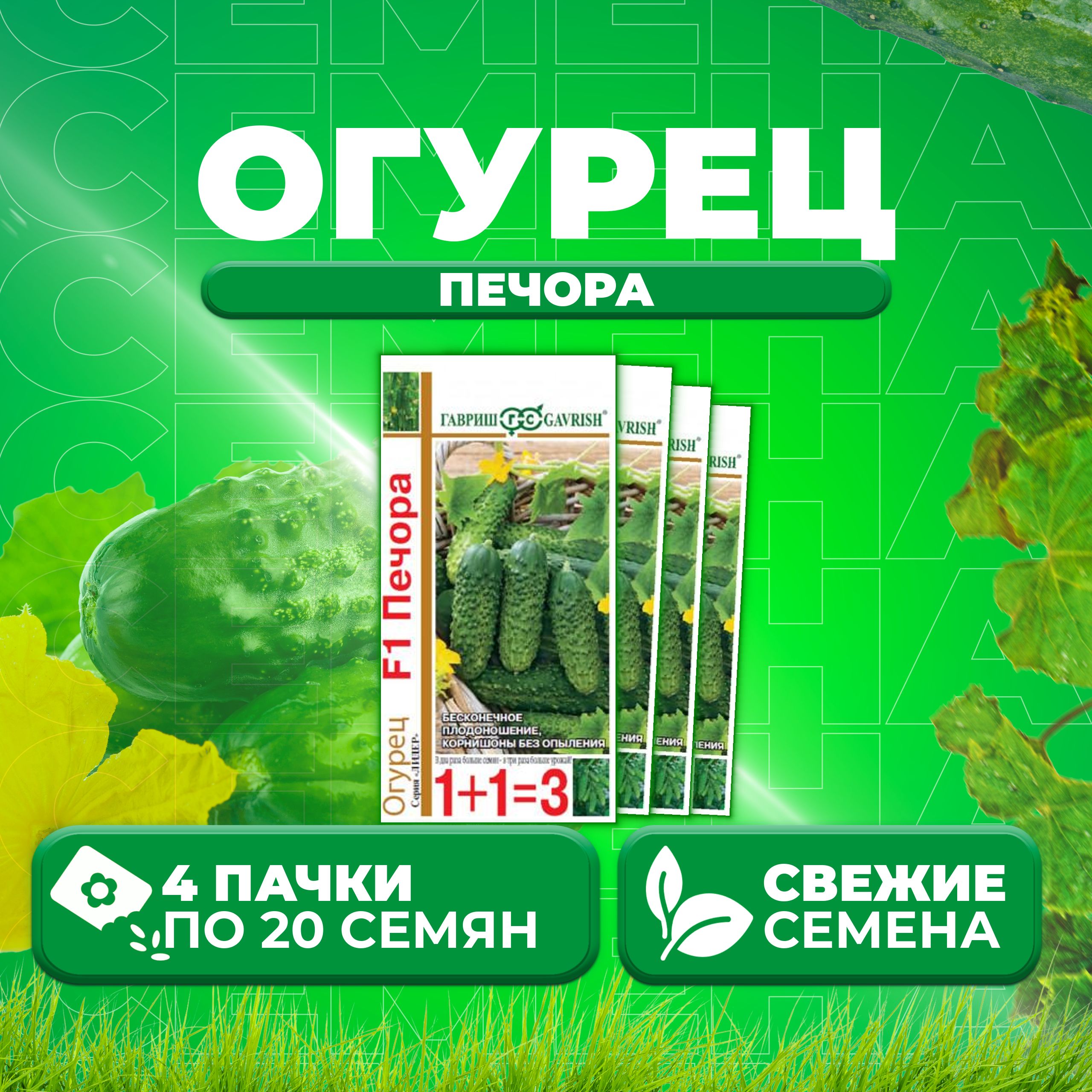 

Семена огурец Печора Гавриш 003344-4 4 уп., 003344