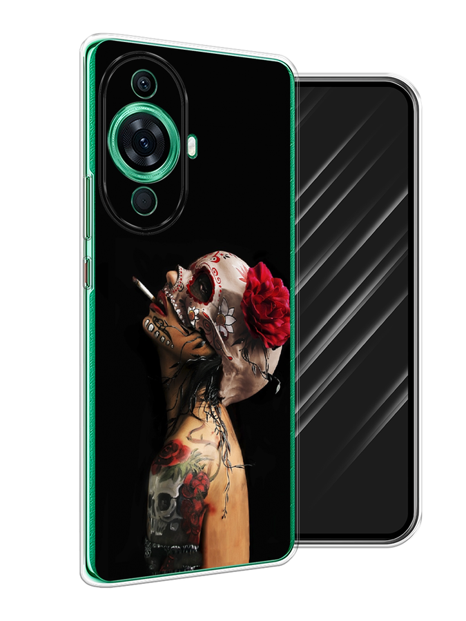 

Чехол Awog на Huawei Nova 11 Pro "Девушка с черепом", Черный;красный;бежевый, 6121350-9