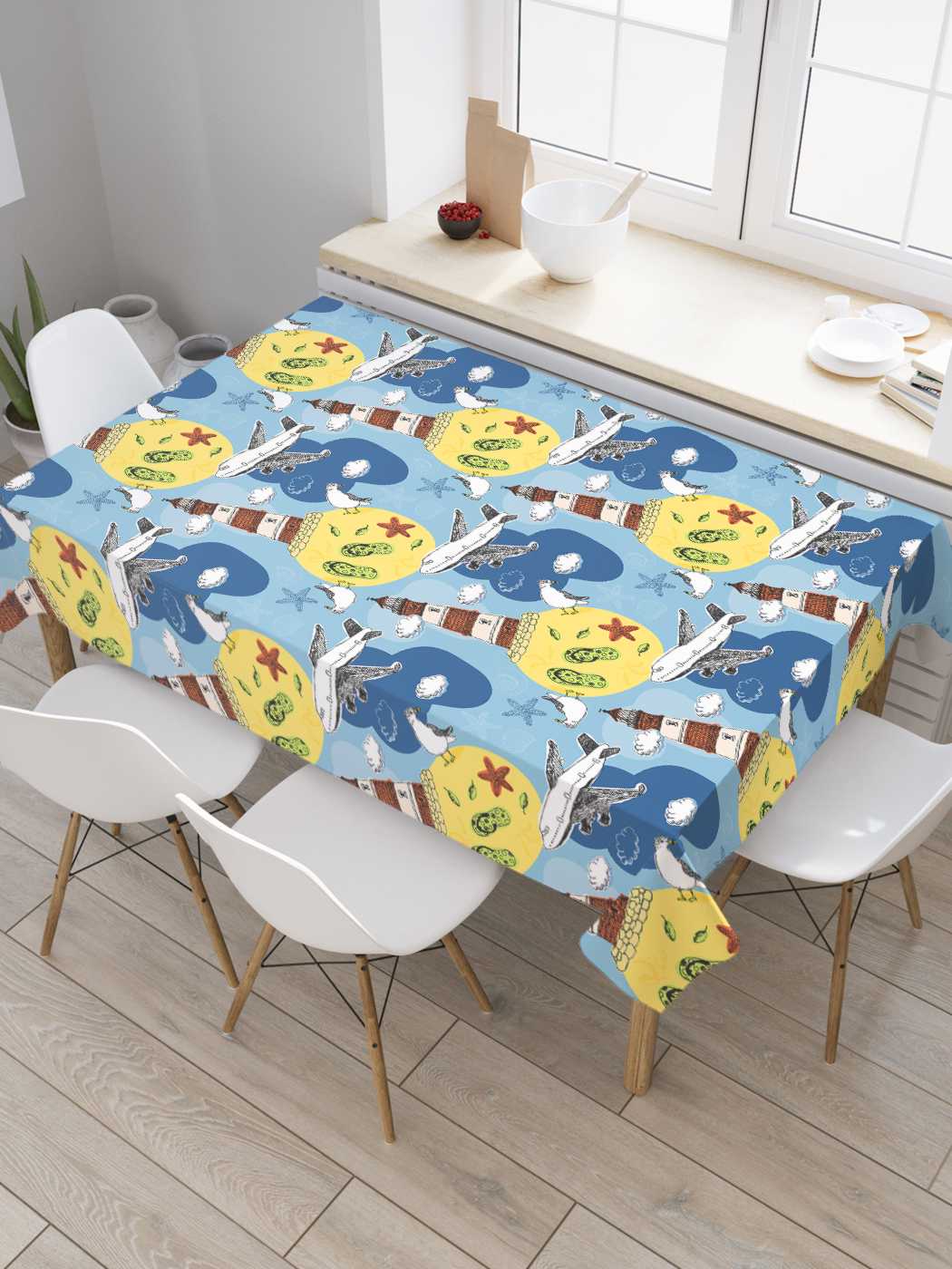 

Скатерть прямоугольная JoyArty "Земные маяки" из сатена, 180x145 см, Желтый, Земные маяки