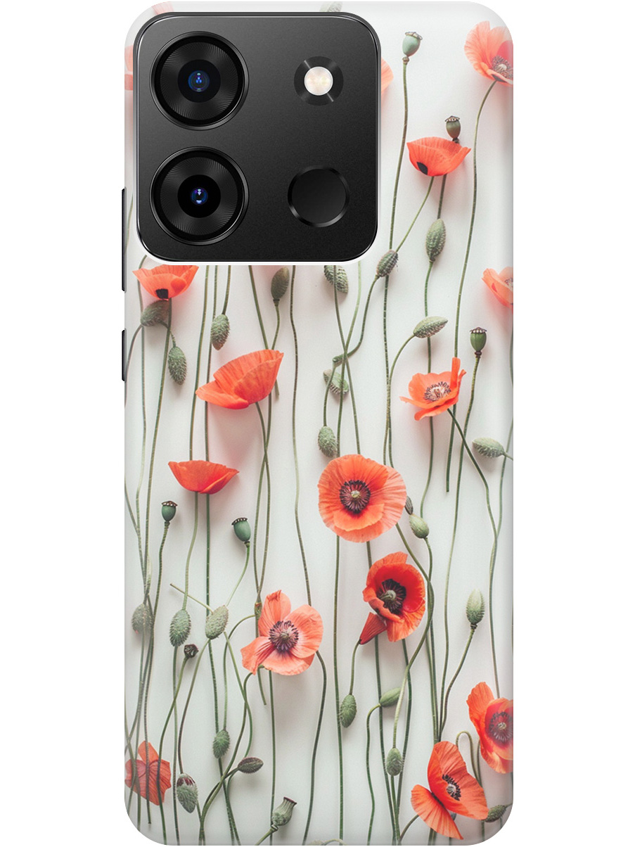 

Силиконовый чехол на Infinix Smart 7 Plus с рисунком "Маки на белой стене", Белый;красный, 20000073