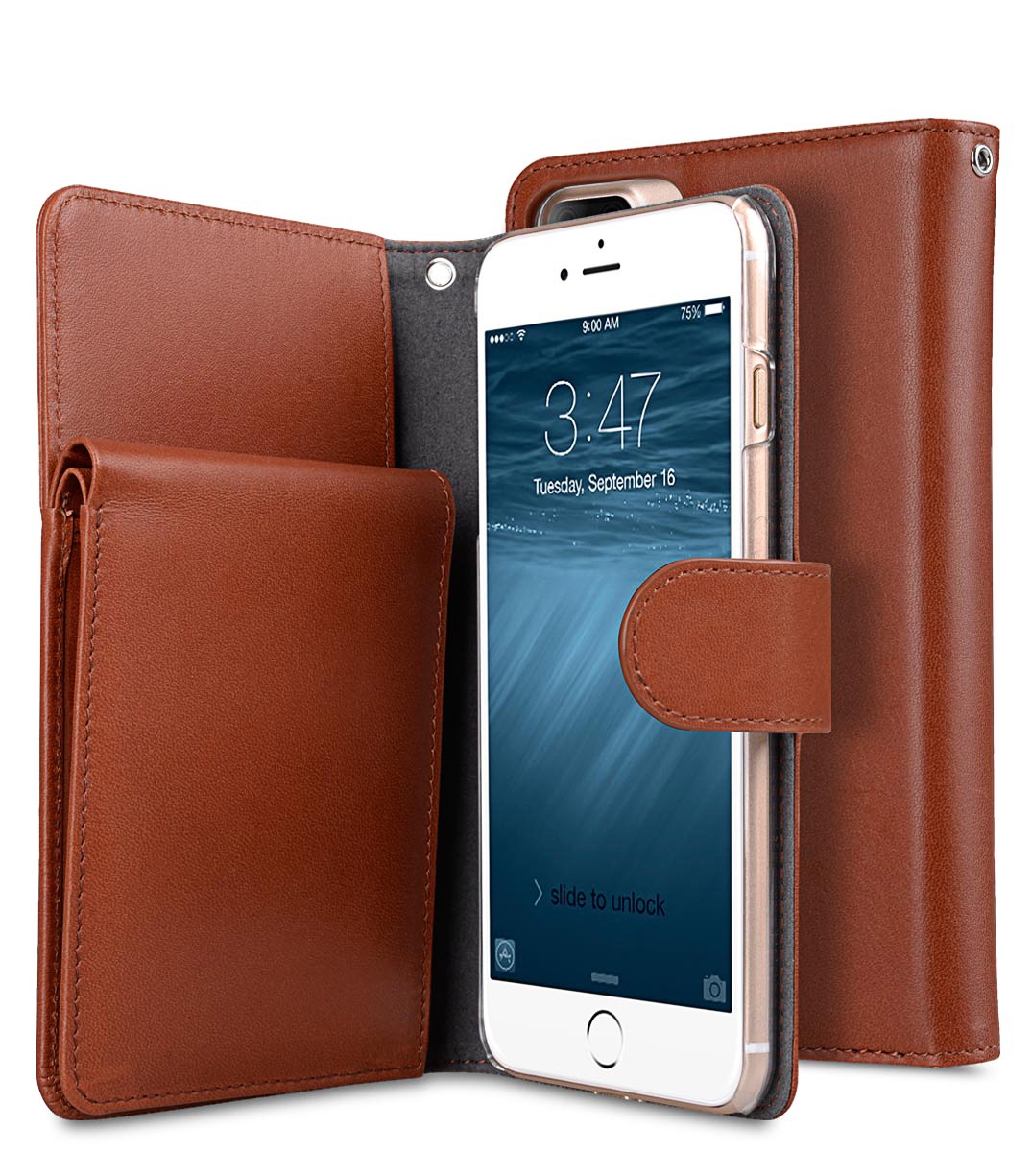 фото Чехол melkco для apple iphone 7 plus/ 8 plus - b-wallet book type, светло коричневый