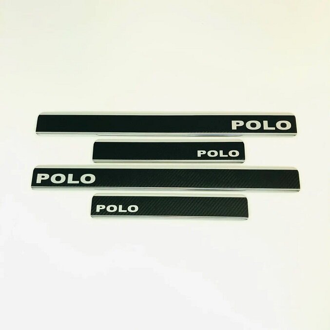 

Накладки INOX на пороги из нерж. стали + КАРБОН VOLKSWAGEN Polo Sedan 2010-2015; 2015-2020