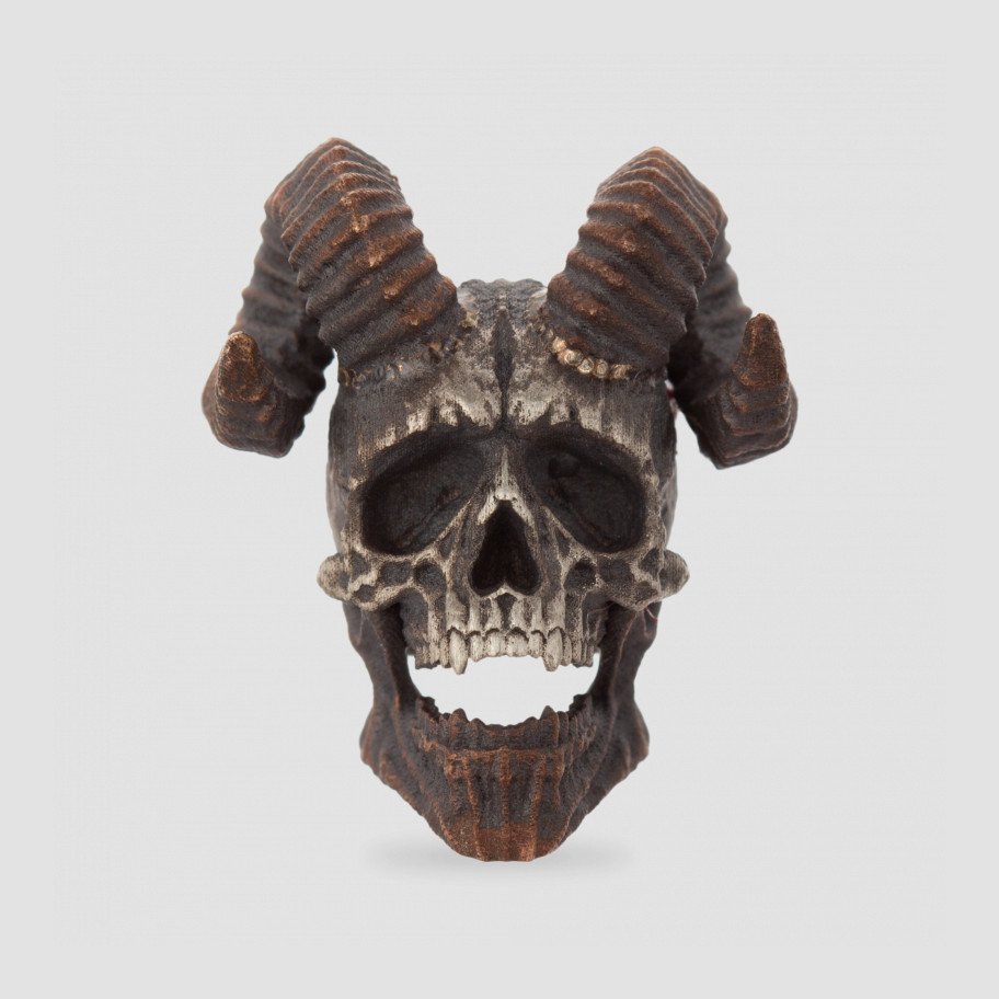 

Бусина для темляка, EVIL SKULL, Череп с рогами, Золотистый;серебристый