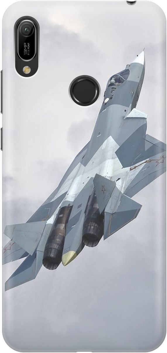 

Чехол на Honor 8A/8A Pro/Huawei Y6 (2019)/Y6 Prime (2019) "Боевой самолет", Белый;голубой, 4219