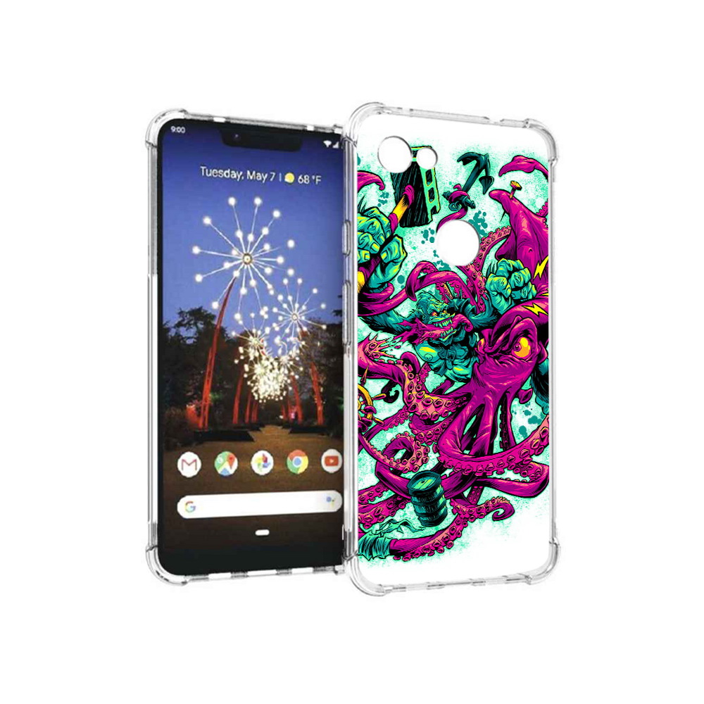 

Чехол MyPads Tocco для Google Pixel 3 XL фиолетовый кракен, Прозрачный, Tocco