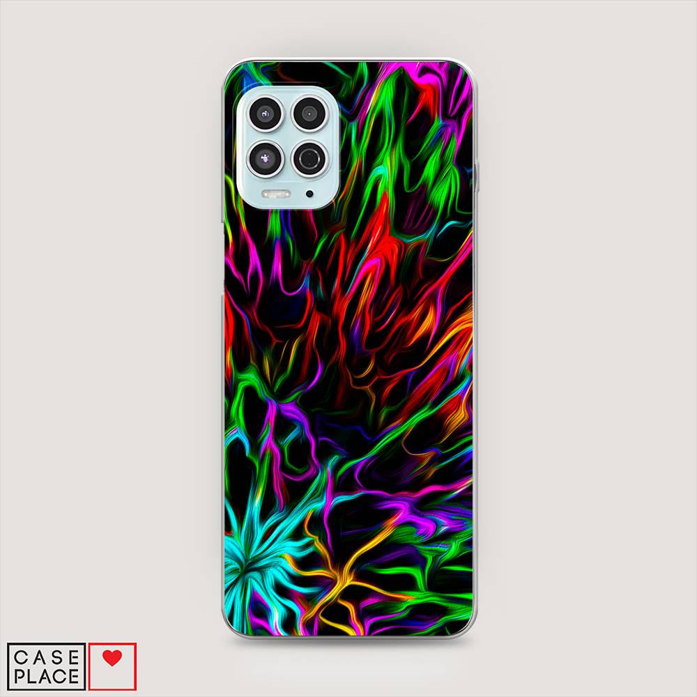 

Чехол на Motorola Moto G100 "Разноцветные разводы", Голубой;зеленый;оранжевый, 241650-3