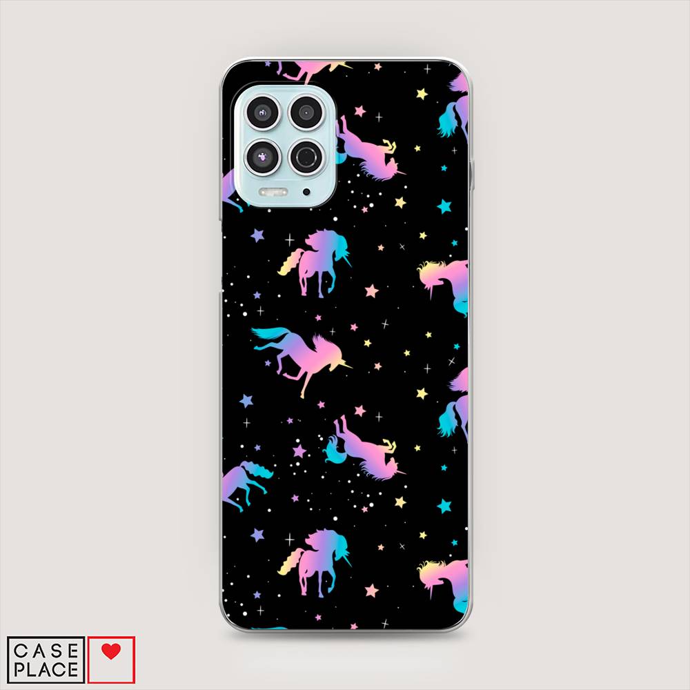 

Чехол на Motorola Moto G100 "Единороги градиент", Черный;розовый;голубой, 241650-1
