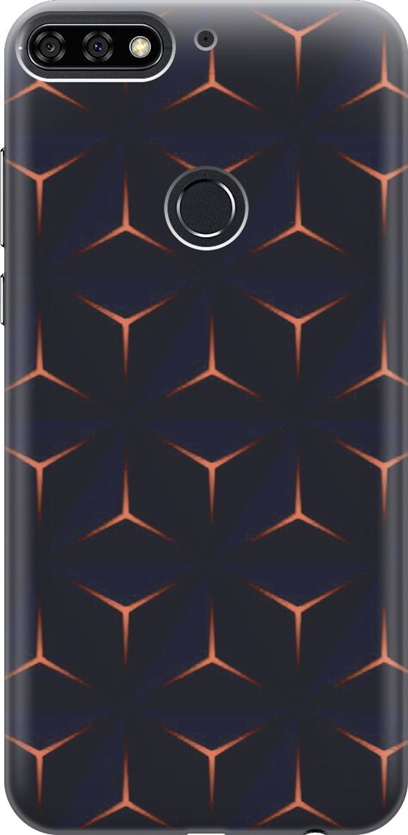 

Чехол на Honor 7C/7A Pro/Huawei Y6 Prime (2018) "Темные пирамиды", Оранжевый;черный, 3423