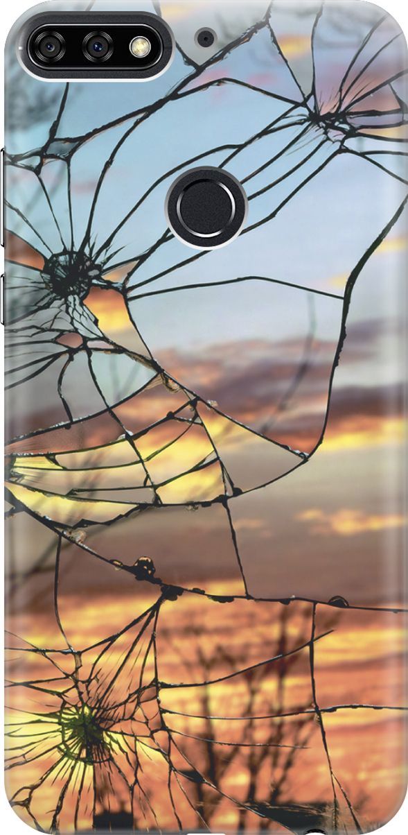 

Чехол на Honor 7C/7A Pro/Huawei Y6 Prime (2018) "Небо в трещинах", Голубой;оранжевый, 3423