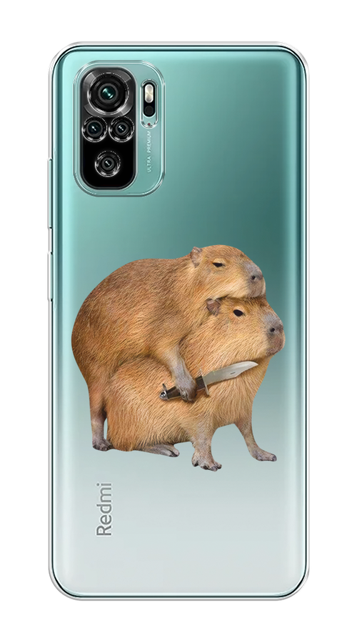 

Чехол на Xiaomi Redmi Note 10/Note 10S/Poco M5s "Капибара с ножом", Бежевый, 39750-1