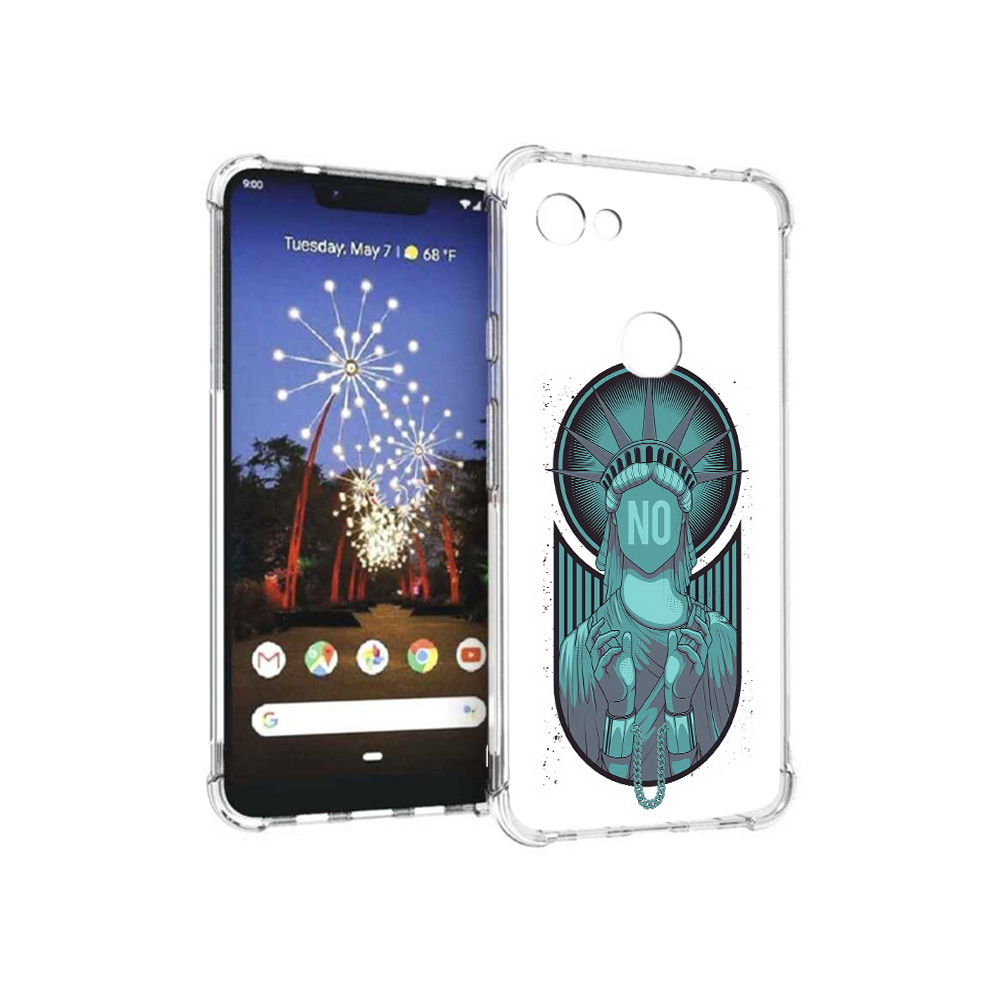 

Чехол MyPads Tocco для Google Pixel 3 XL статуя свободы зеленый, Прозрачный, Tocco