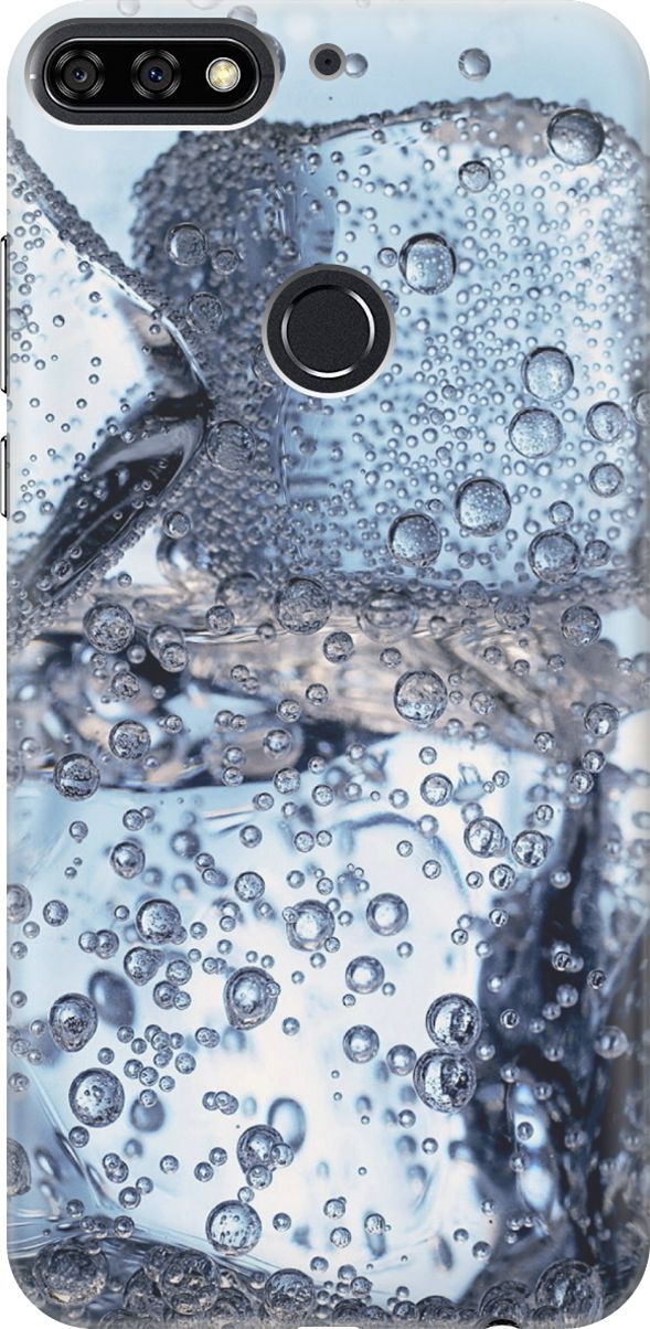 

Чехол на Honor 7C/7A Pro/Huawei Y6 Prime (2018) "Лед и пузырьки", Белый;голубой, 3423
