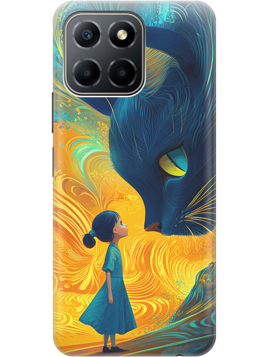 

Силиконовый чехол на Honor X6 / X8 5G с принтом "Девочка и кот", Прозрачный;желтый;синий, 762092285