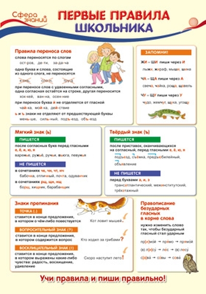 фото Плакат а3 "первые правила школьника" (в пакете) сфера