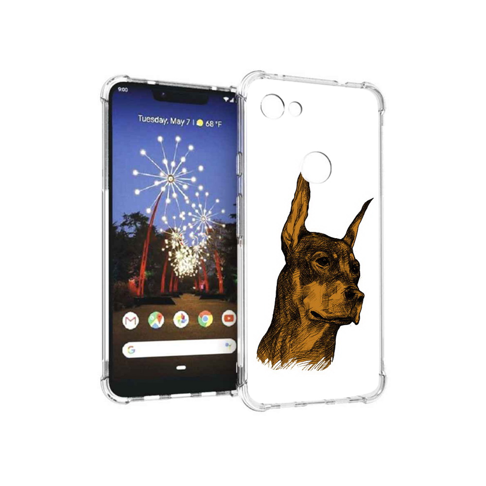 

Чехол MyPads Tocco для Google Pixel 3 XL скетч доберман, Прозрачный, Tocco