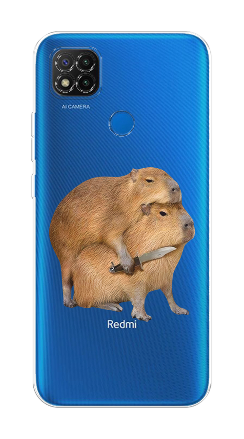 

Чехол на Xiaomi Redmi 9C "Капибара с ножом", Бежевый, 39050-1