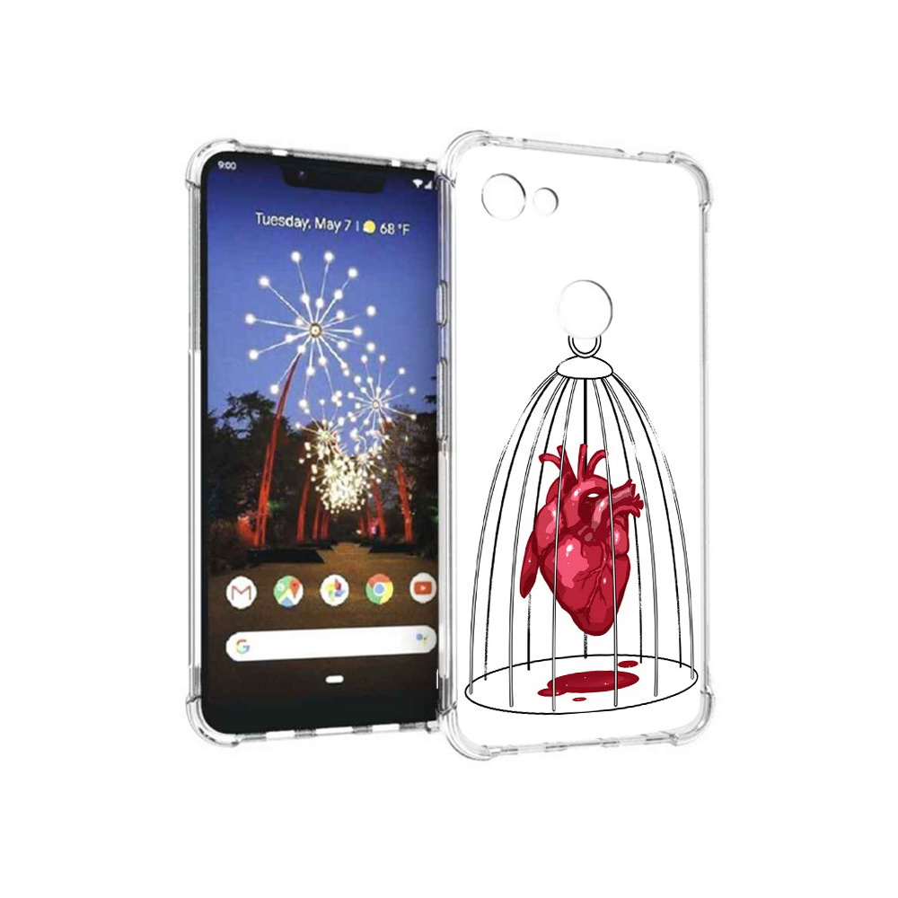 

Чехол MyPads Tocco для Google Pixel 3 XL сердце в клетке, Прозрачный, Tocco