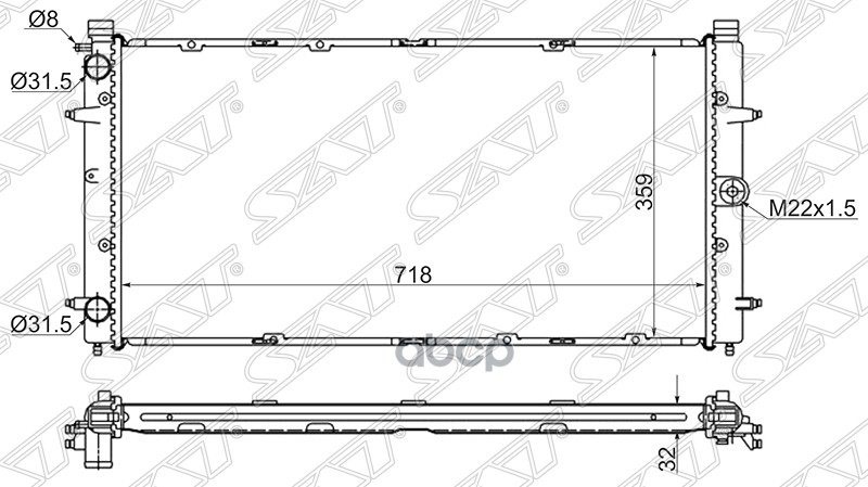 

Радиатор Vw Transporter T4 1.8/1.9D/1.9Td/2.0/2.4D/2.5/2.5Td/2.8(Трубчатый) Sat Арт. Sg-Vw