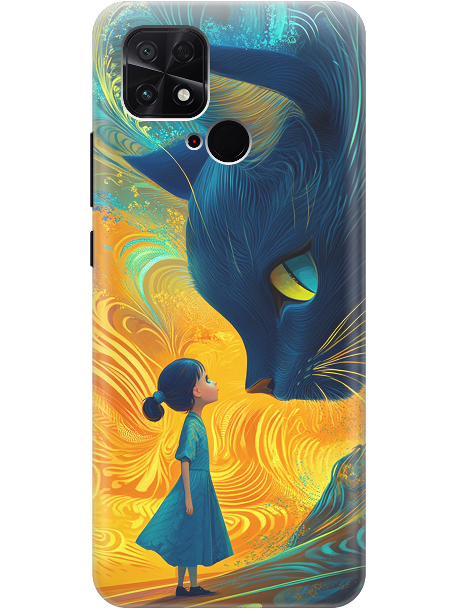

Силиконовый чехол на Xiaomi Poco C40 с принтом "Девочка и кот", Прозрачный;желтый;синий, 740187985