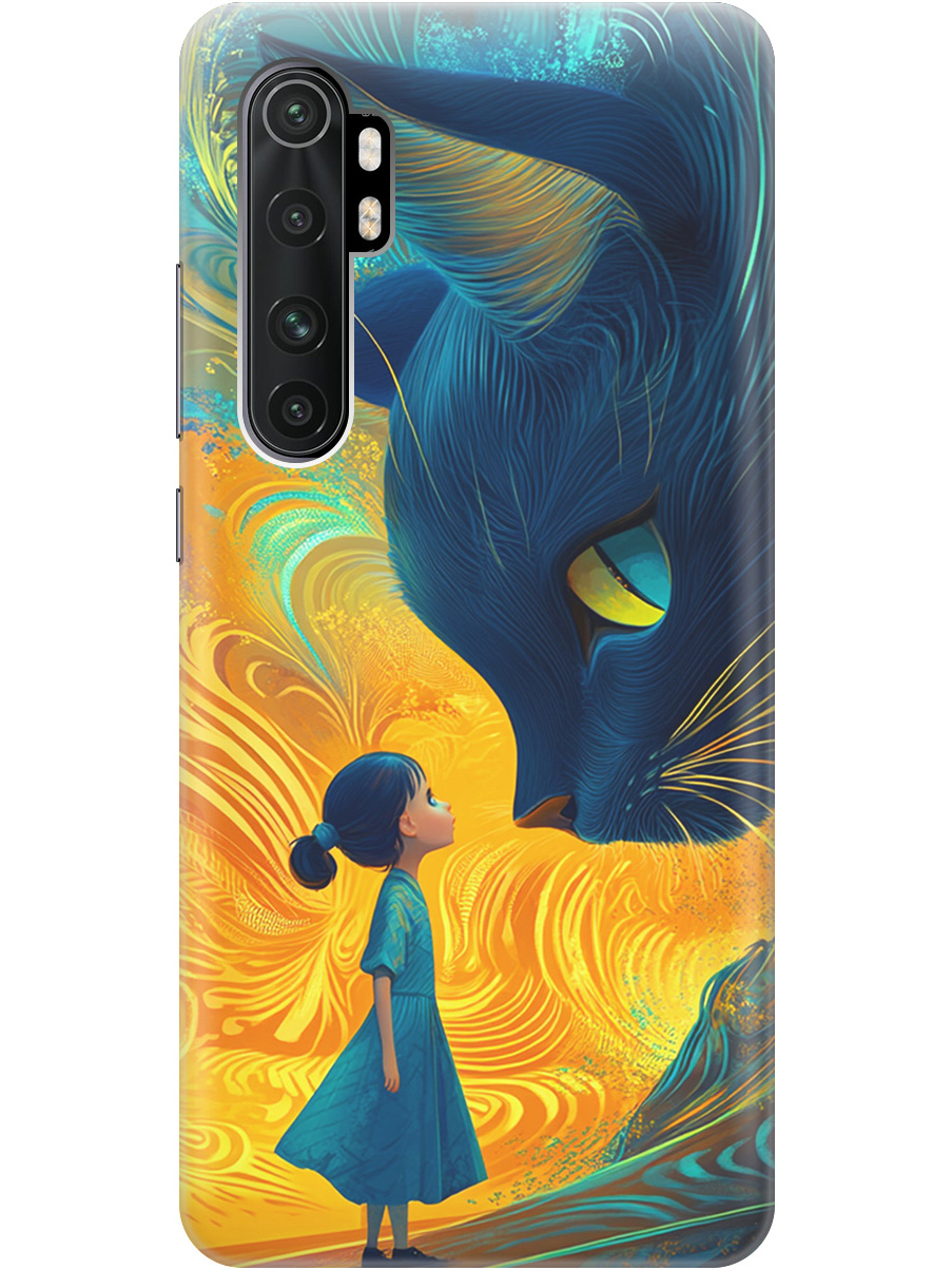 

Силиконовый чехол на Xiaomi Mi Note 10 Lite с принтом "Девочка и кот", Прозрачный;желтый;синий, 723101285