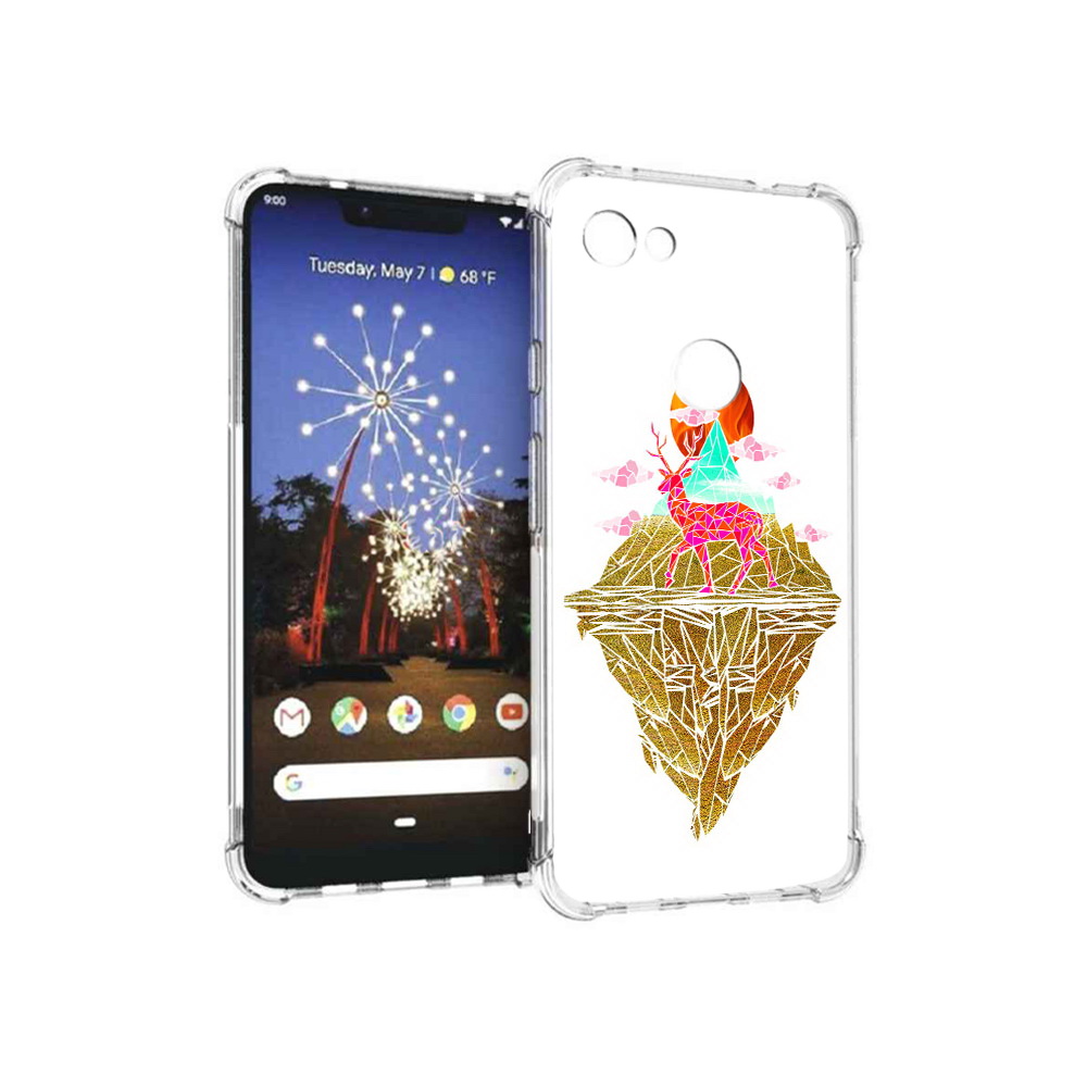 

Чехол MyPads Tocco для Google Pixel 3 XL розовый олень абстракция, Прозрачный, Tocco