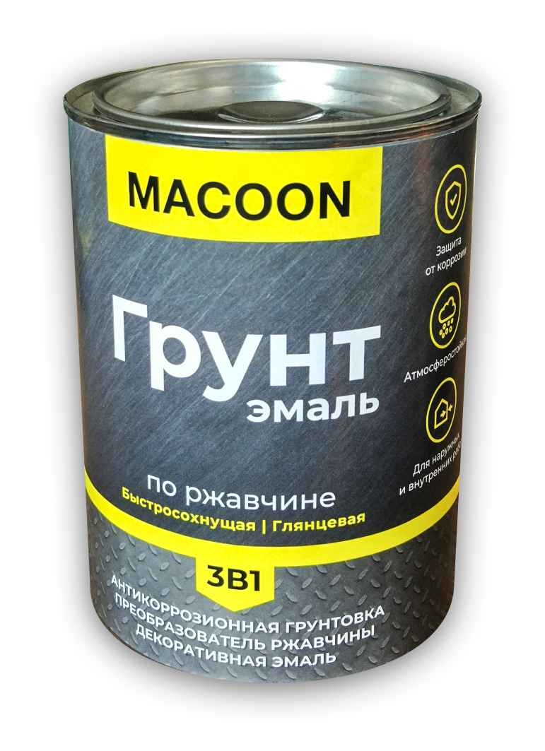 Тёмно-зеленая грунт-эмаль MACOON 3в1 по ржавчине 0,9 77759 набор чашек easy life радуга сиреневая зеленая розовая желтая на подставках 110 мл 4 шт