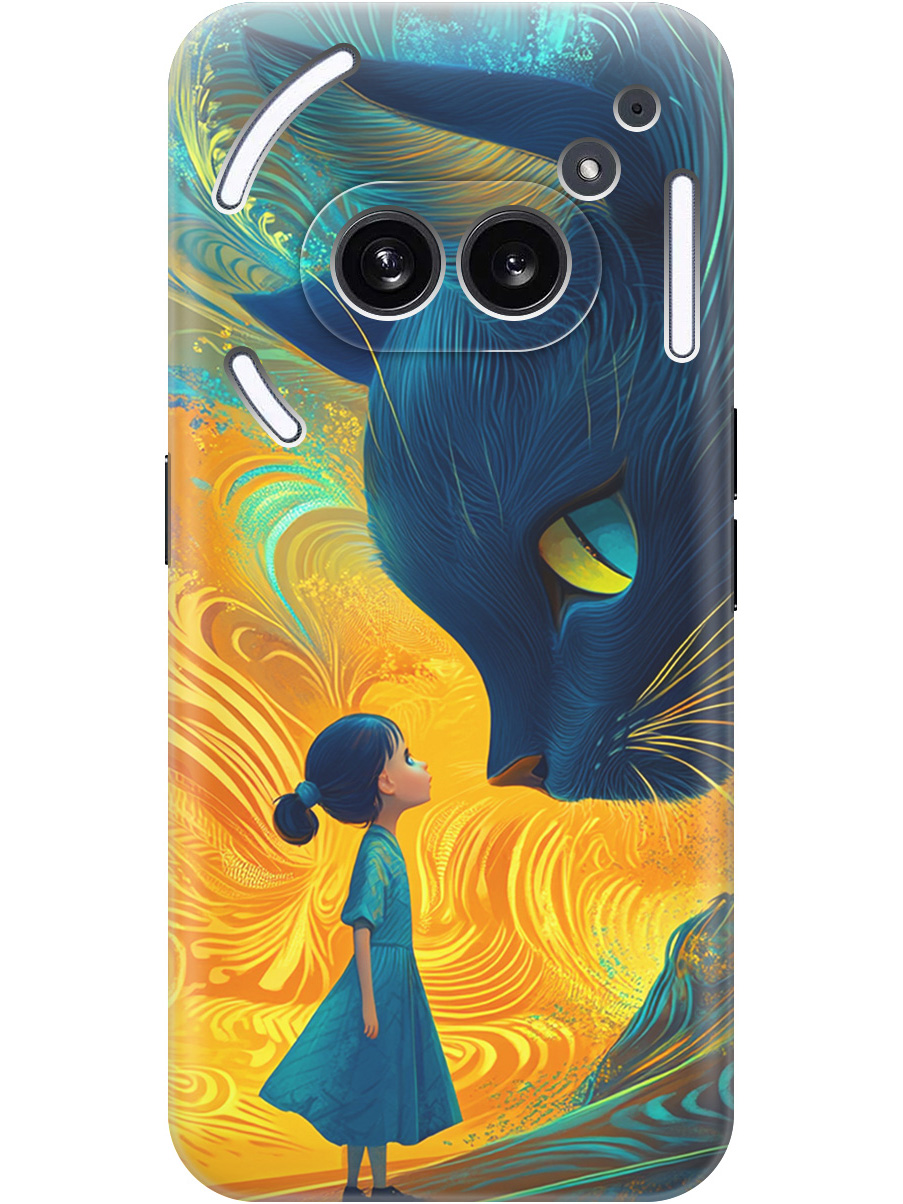 

Силиконовый чехол на Nothing Phone (2a) с принтом "Девочка и кот", Прозрачный;желтый;синий, 782627685