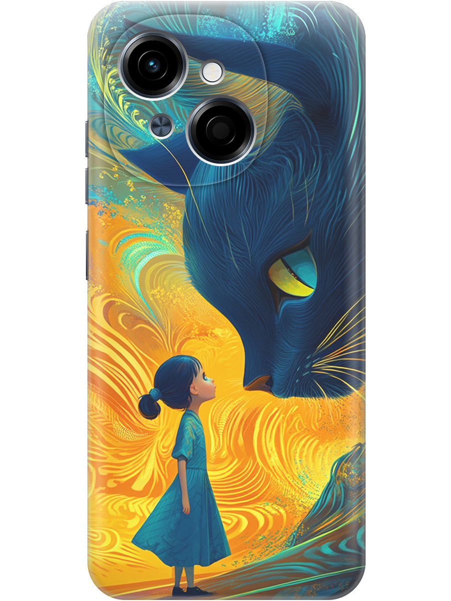 

Силиконовый чехол на Tecno Spark Go 1/Pop 9 с принтом "Девочка и кот", Прозрачный;желтый;синий, 786716985