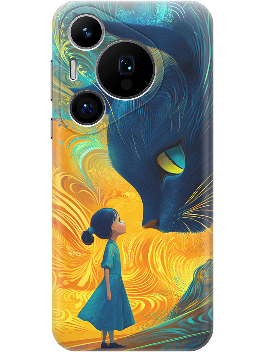 

Силиконовый чехол на Huawei Pura 70 Pro / 70 Pro+ с принтом "Девочка и кот", Прозрачный;желтый;синий, 782625285