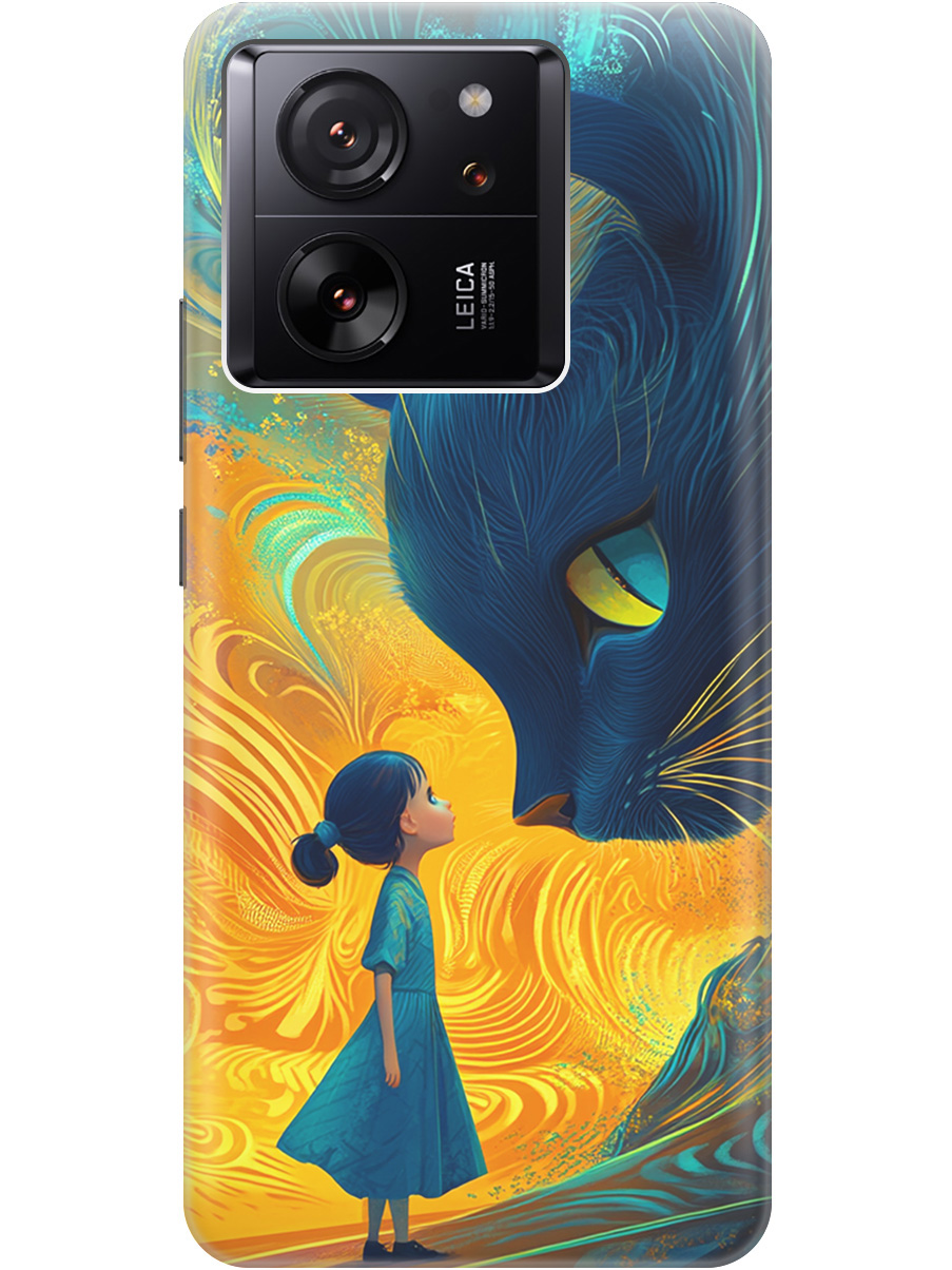 

Силиконовый чехол на Xiaomi 13T / 13T Pro с принтом "Девочка и кот", Прозрачный;желтый;синий, 776584885