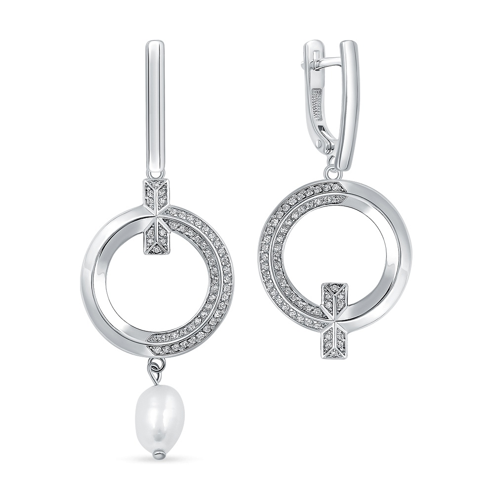 

Серьги подвески из серебра 585Gold 702011679, жемчуг культивированный/фианит, 702011679