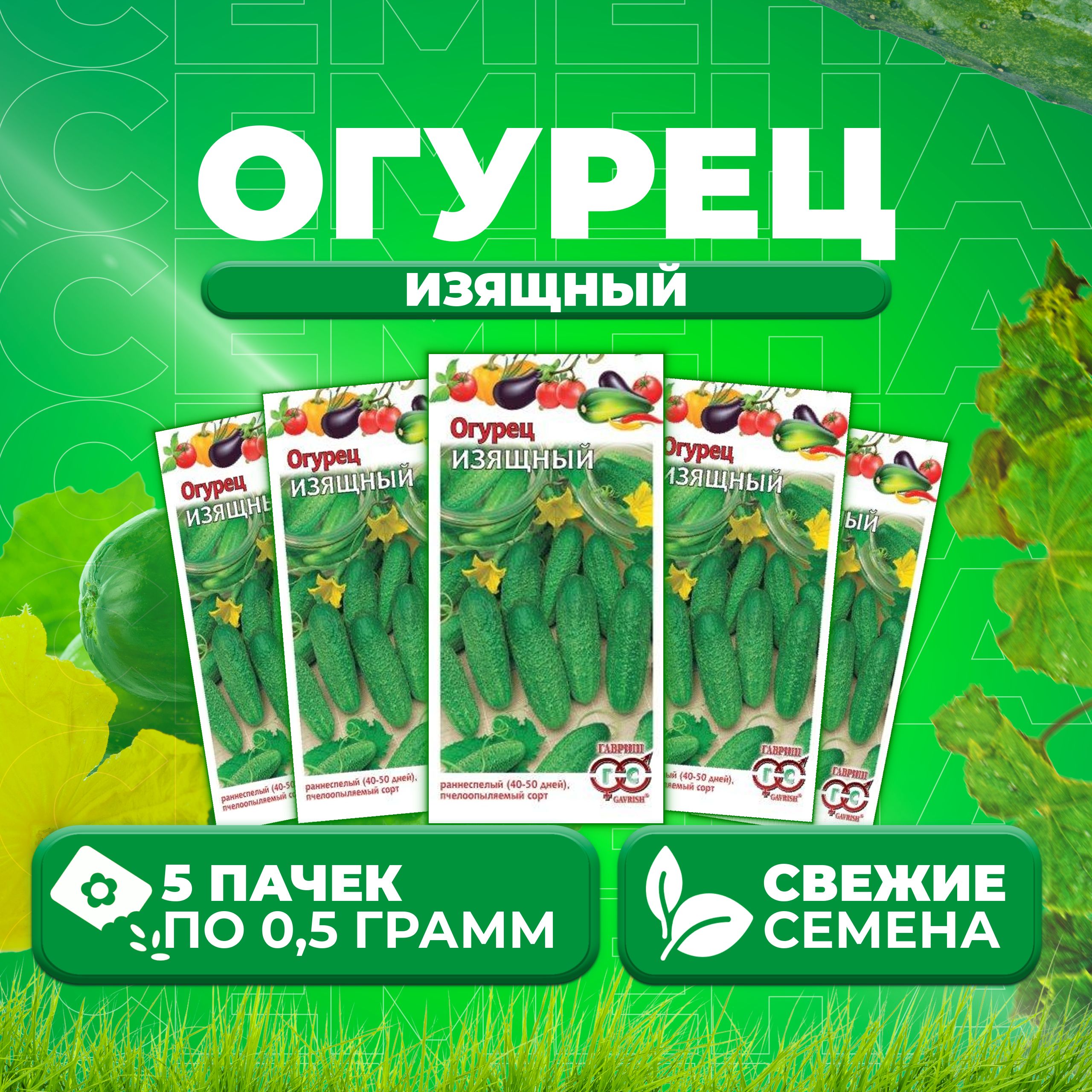 

Семена огурец Изящный Гавриш 001385-5 5 уп., 001385