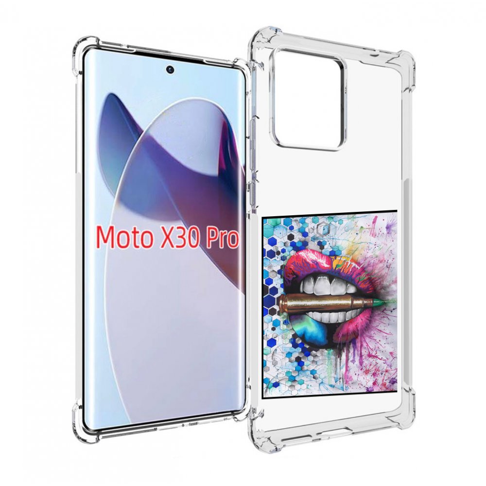

Чехол MyPads разноцветные губы с пулей для Motorola Moto X30 Pro, Прозрачный, Tocco