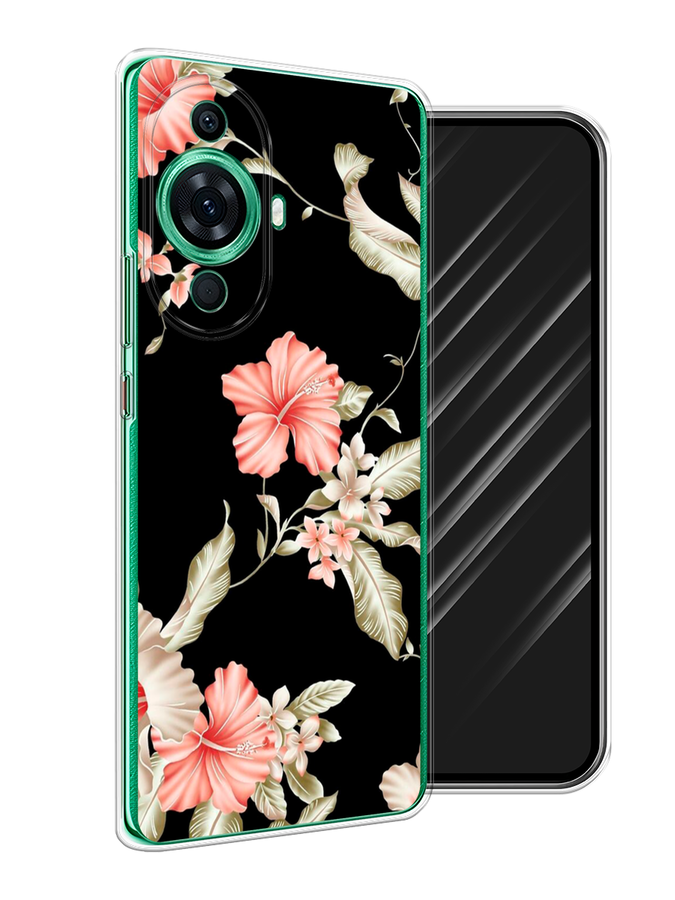

Чехол Awog на Huawei Nova 11 Pro "Цветы на черном", Черный;розовый, 6121350-8