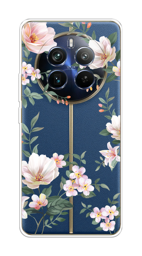 

Чехол на Realme 12+ "Beautiful white flowers", Бежевый;зеленый, 2516350-1