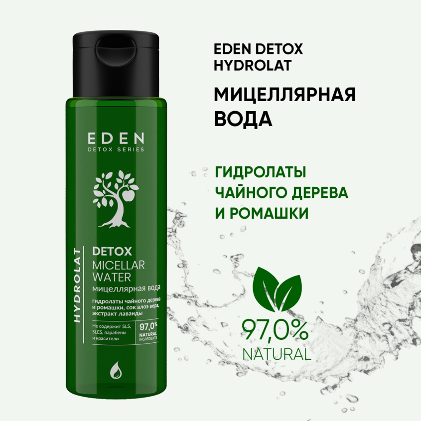 Мицеллярная вода Hydrolat Eden Detox 200мл amber oud carbon edition парфюмерная вода 200мл уценка