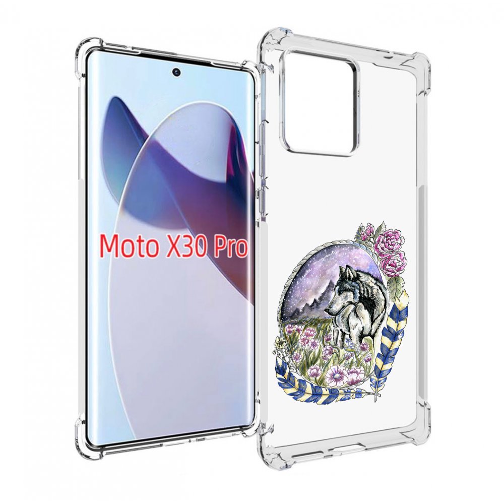 

Чехол MyPads нарисованный волк в цветах с перьями для Motorola Moto X30 Pro, Прозрачный, Tocco