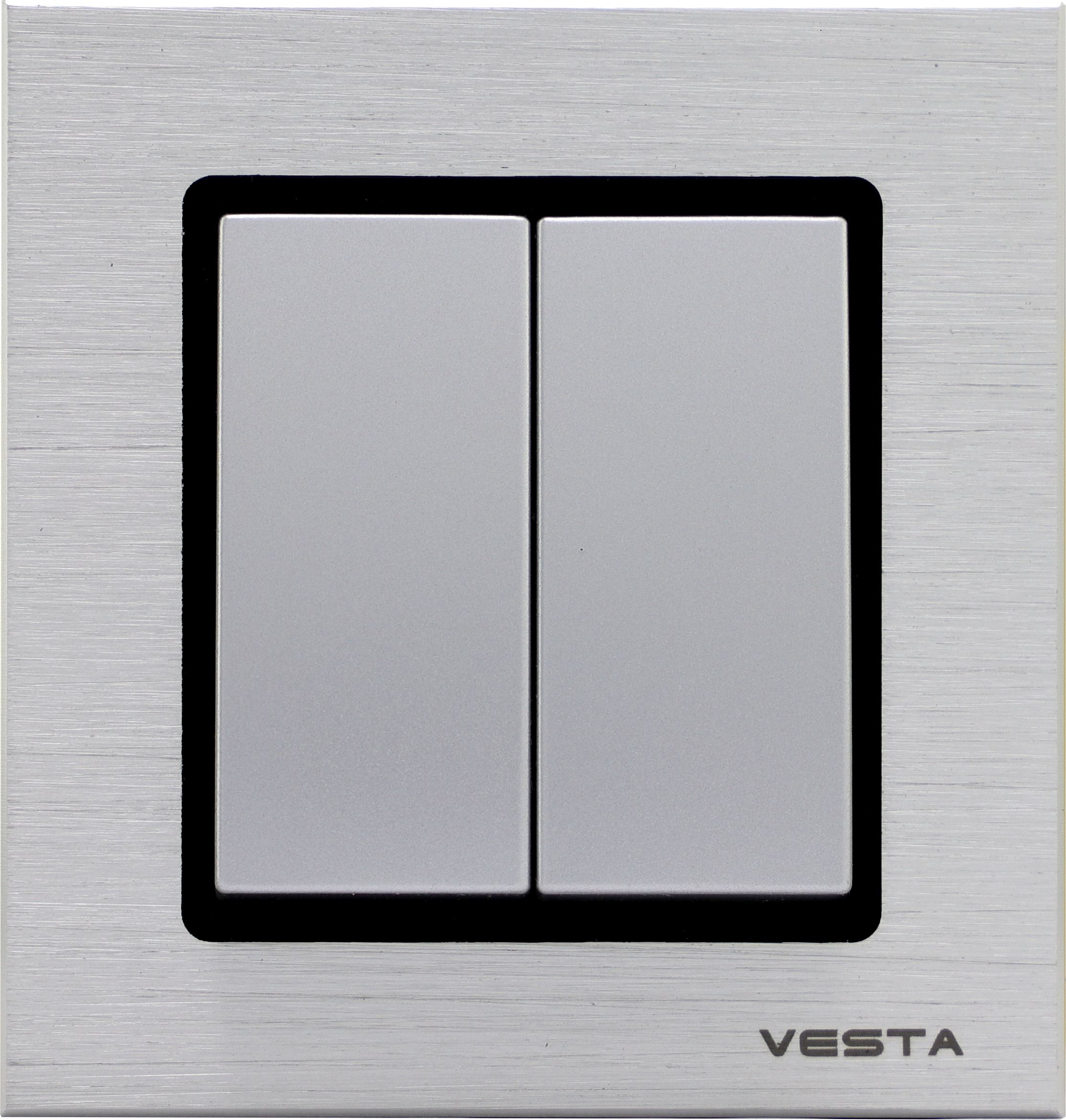 Выключатель Vesta-Electric Exclusive Silver Metallic двухклавишный