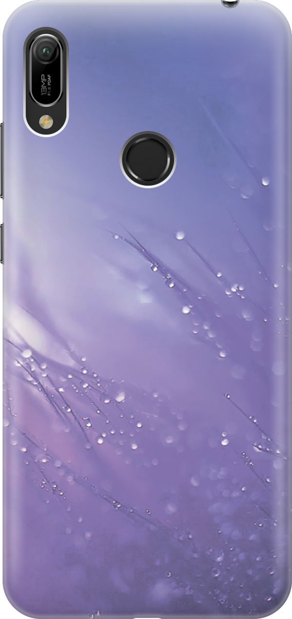 

Чехол на Honor 8A/8A Pro/Huawei Y6 (2019)/Y6 Prime (2019) "Капли на синей траве", Белый;синий, 3422