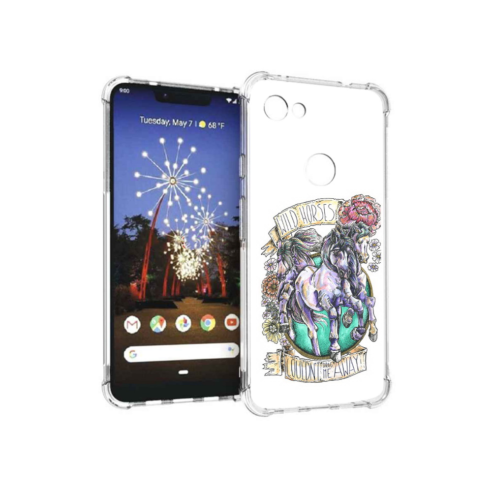 

Чехол MyPads Tocco для Google Pixel 3 XL рисунок коней в цветах, Прозрачный, Tocco