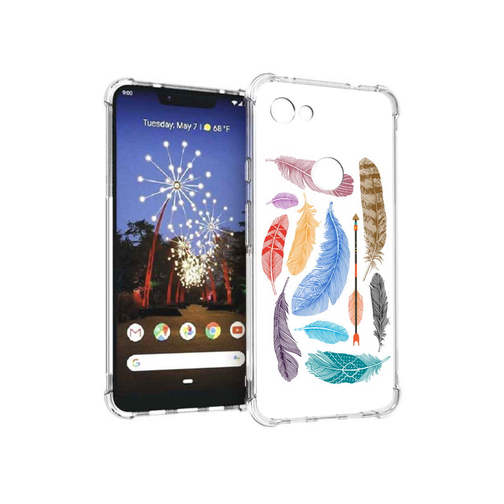 

Чехол MyPads Tocco для Google Pixel 3 XL разноцветные перья, Прозрачный, Tocco