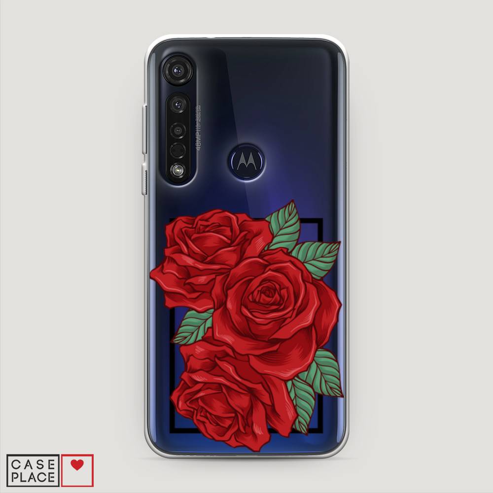 

Чехол на Motorola Moto G8 Plus "Три алые розы", Красный, 241450-2