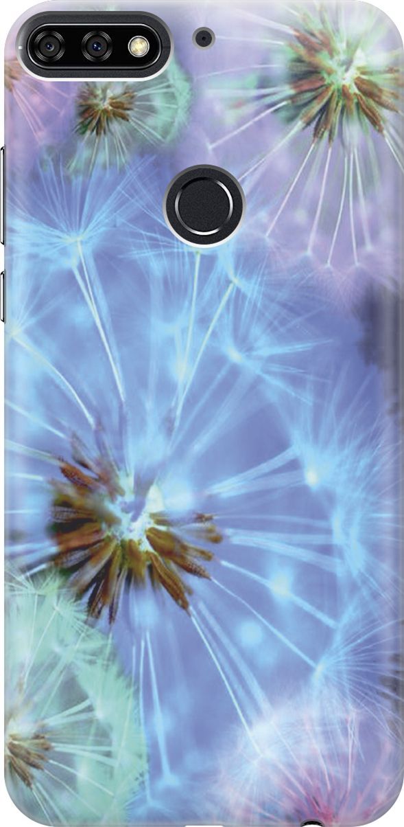 

Чехол на Honor 7C/7A Pro/Huawei Y6 Prime (2018) "Макро одуванчики", Голубой;синий, 2787