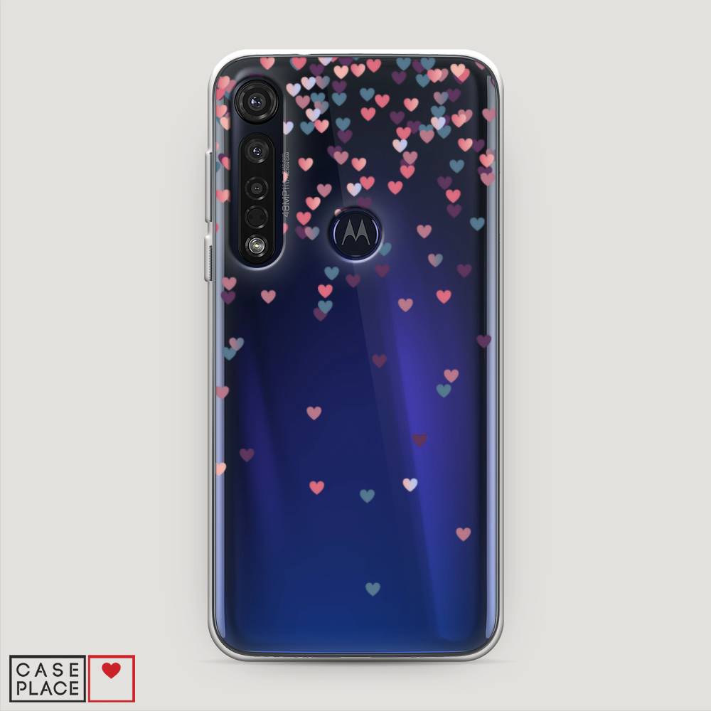 

Чехол на Motorola Moto G8 Plus "Посыпка сердечки", Розовый;фиолетовый, 241450-3