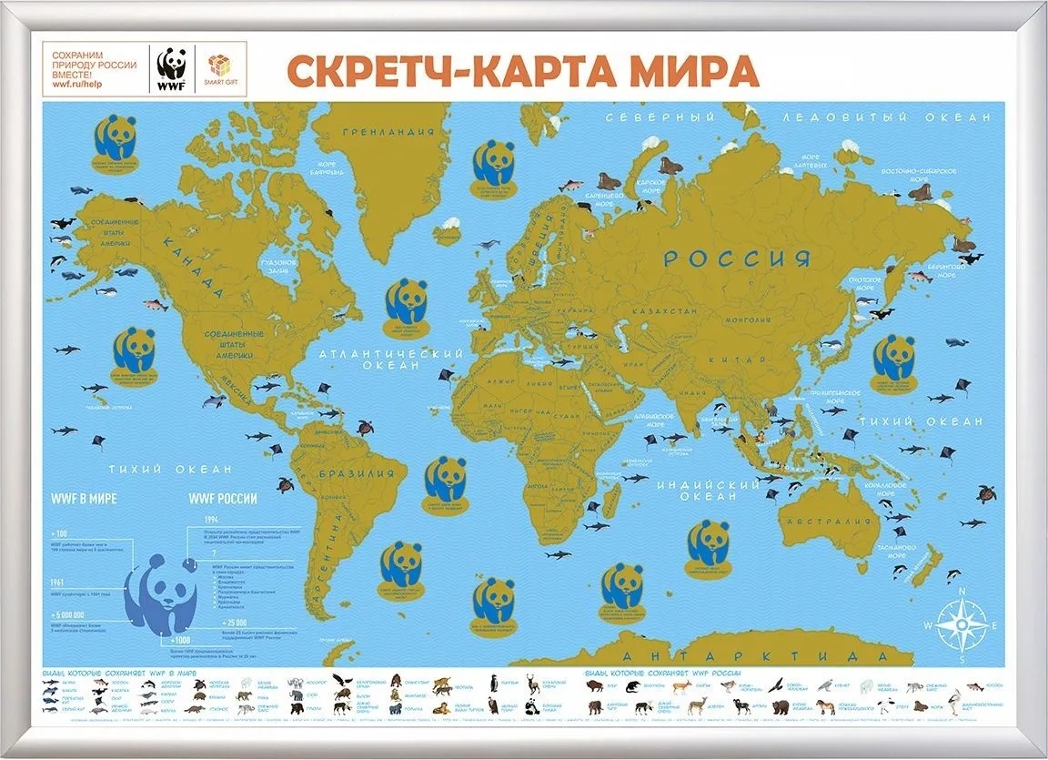 

Скретч-карта мира А1 "WWF. Blue Edition"
