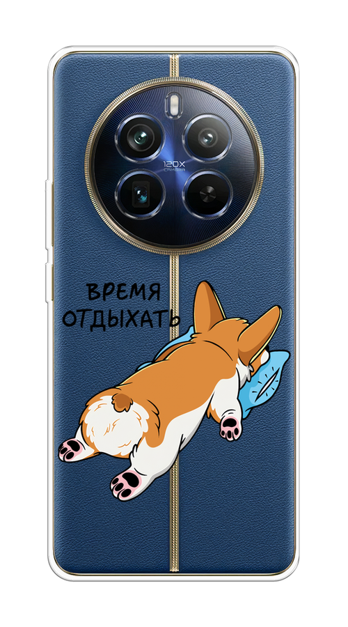 

Чехол на Realme 12+ "Корги отдыхает", Черный;коричневый;голубой, 2516350-1