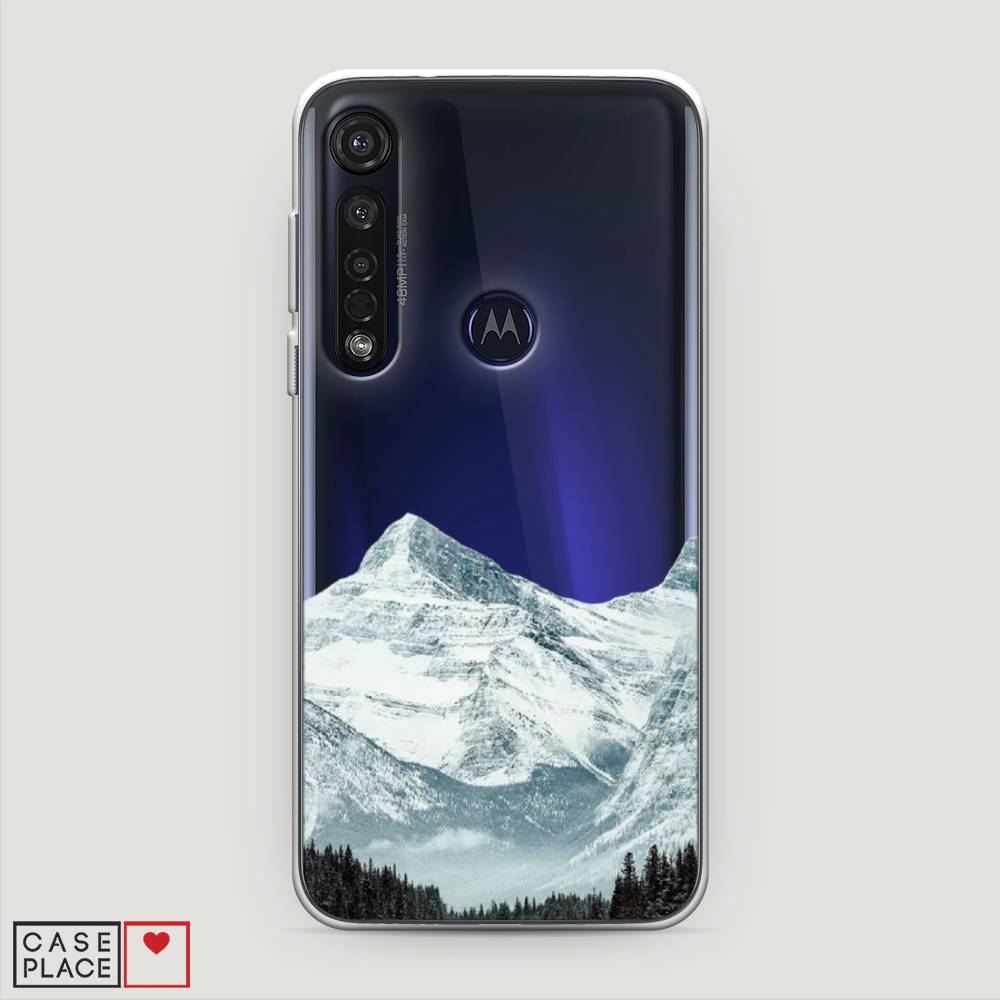 

Чехол на Motorola Moto G8 Plus "Горы арт 1", Белый;зеленый, 241450-2